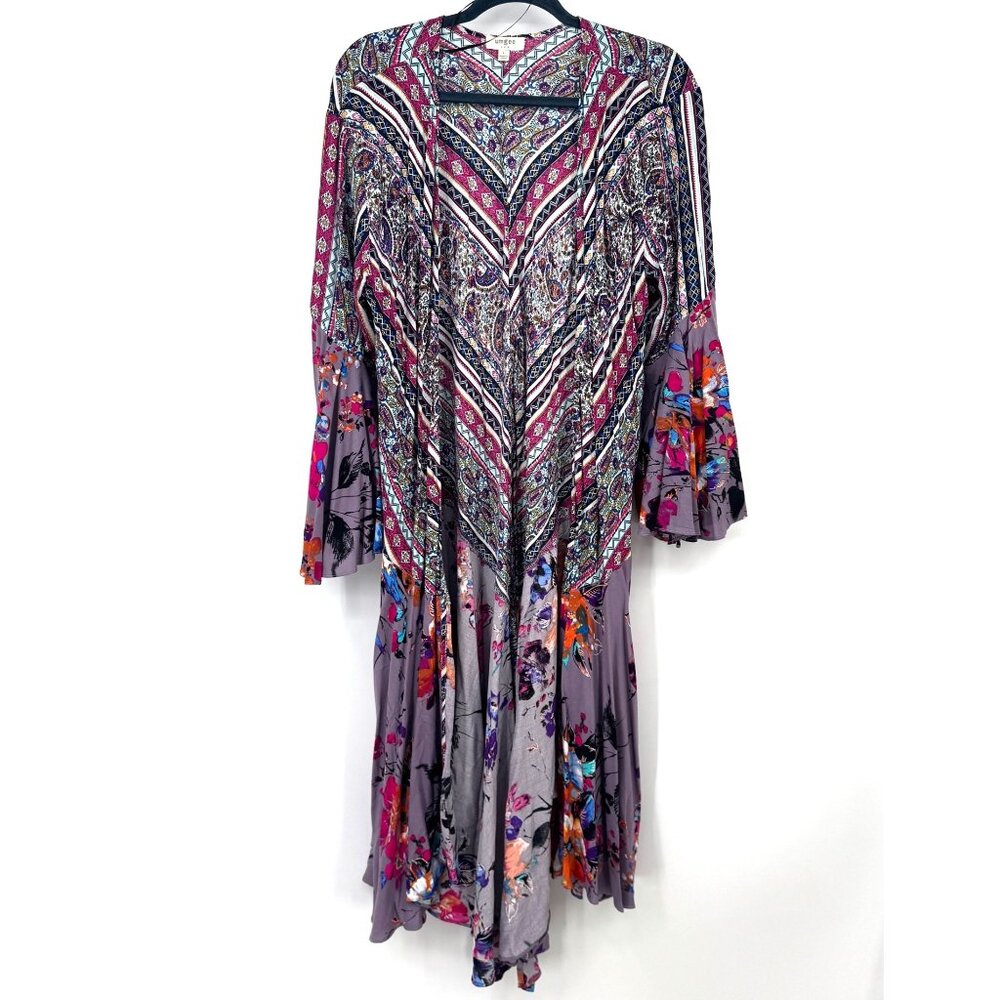 Umgee Kimono‎ Colorful Festival Boho Floral  Bell Sleeve Long Size large long li
